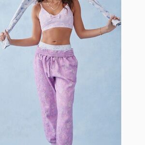 LoveShackFancy Pastel Purple Floral Joggers